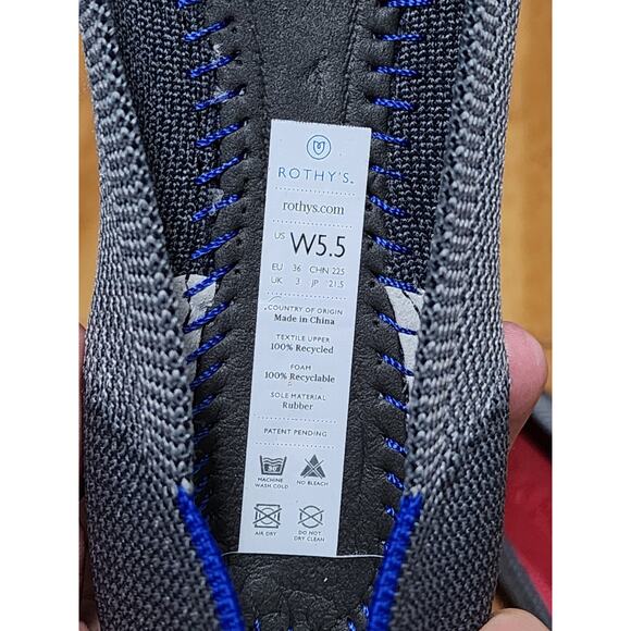 ROTHY'S The Flat Round Toe Gray Knit Birdseye Ballet Comfort Shoes Size 5.5 - Picture 4 of 9